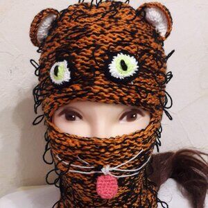 Handmade Bear Balaclava – Crochet Creature Mask (Brown)